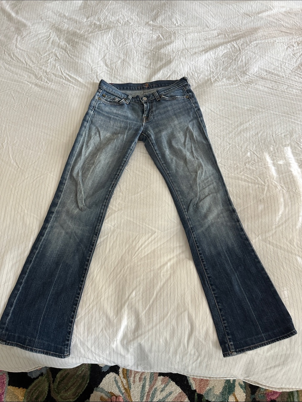 7 For All Mankind Y2K Women's Faded Blue Flare Jeans